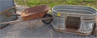 (AA) Galvanized Hog Water Tank and Rusted Wooden