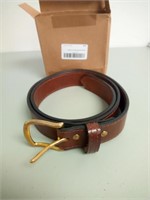 Stitched leather belt (brown, size 42)