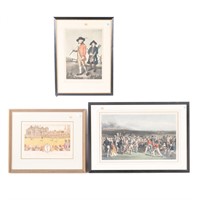 Three framed golfing prints