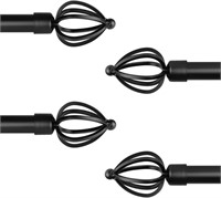 Black Curtain Rod w/ Twisted Cage Finials, 4Pk