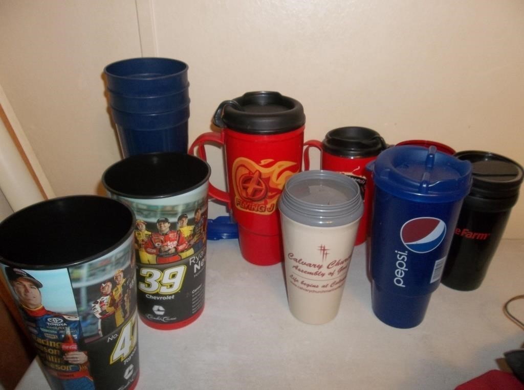 2 Coca-Cola Nascar Cups, Pepsi & Other Travel Cups