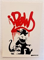 Banksy Handmade Ink Drawing On Carboard