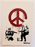 Banksy Handmade Ink Drawing On Carboard