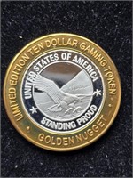 Golden Nugget Ltd Ed. $10 Gaming Token Standing...