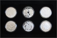 Set of 6 1oz .999 Fine Silver Safari Coins