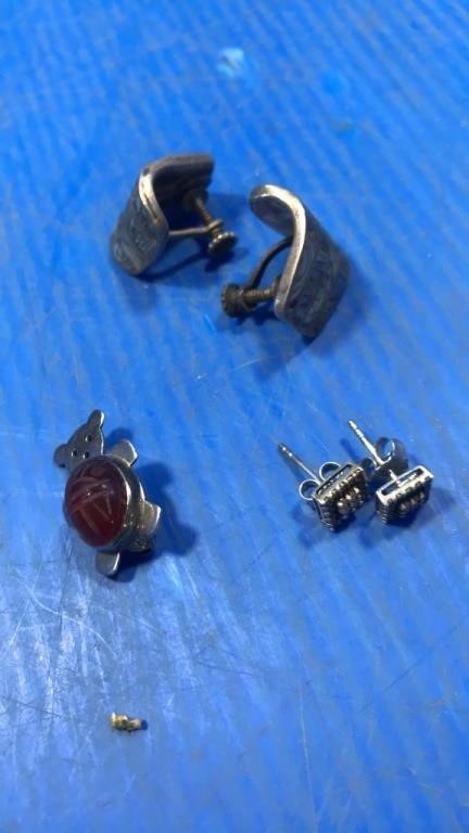 Sterling earrings,pin