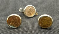 Vintage cufflink and tie tack set made with