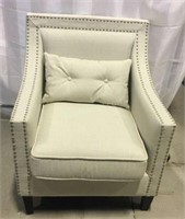 Accent Chair - Ivory Fabric w/ silver Nail Heads