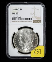 1885-O Morgan dollar, NGC slab certified MS-63