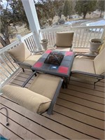 PATIO SET GAS FIRE PIT IN TABLE & 4 CHAIRS