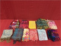 11 assorted designer and craftsman scarves