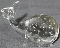 Crystal Whale Paperweight 3"