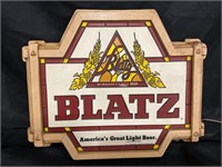 BLATZ LIGHTED BEER SIGN, WORKING LIGHT, 16 X 20