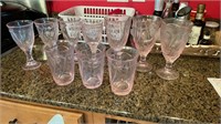 Very Large Set Pink Glassware