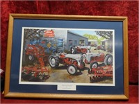 Framed Ford Tractor family print. Artist signed.