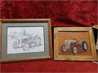 (2)Ford tractor pictures. One leather, print.
