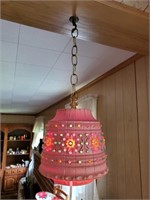 Hanging plastic light - pink base,