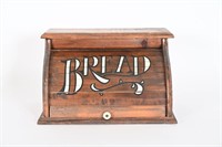Vintage Roll Top Wooden Bread Box