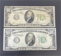 1934, 1943C $10 FEDERAL RESERVE NOTES OT OF 2