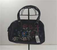 Embroidered Floral Black Fashion Handbag New with