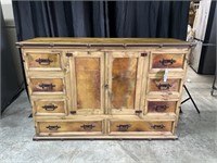 RUSTIC LODGE STYLE CHEST COPPER PANELS