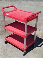 Three Shelf Red Rolling Cart