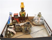 LOT OF OIL LAMPS AND PARTS