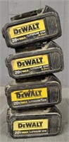 (4) 20V Max DeWalt Batteries
