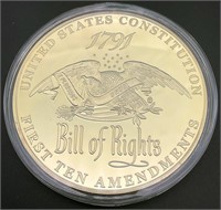 24K Gold Layered 3in Diameter Bill of Rights Medal
