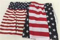 2 New Pairs Size XL American Flag Shorts