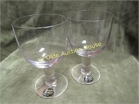 signed noritake pink glass stem pair