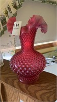 Fenton Ribbed Cranberry Colored Vase