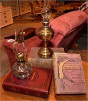 Oil lamps (2) and old books (3)