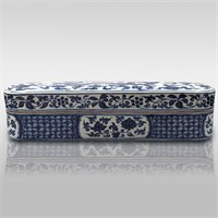 Chinese Blue And White Porcelain Pen Box With Inte