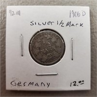 1906 Germany Silver 1/2 Mark Coin