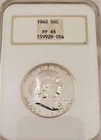 1960 Franklin 1/2 Dollar Graded NGC PF 65