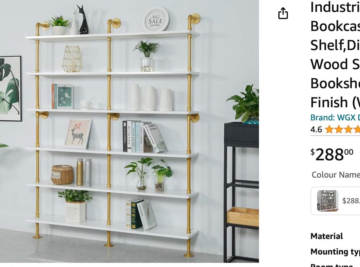 Industrial 6-Tiers Modern Ladder Shelf Bookcase