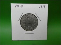 1918  Canadian .925 Silver Quarter   V G 8