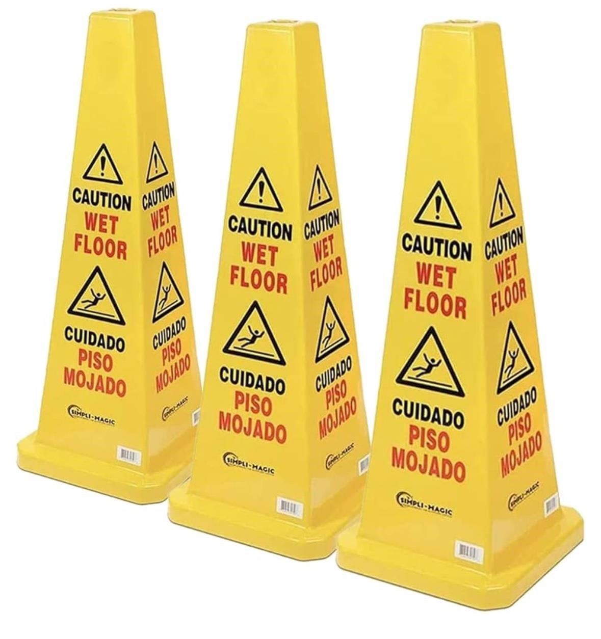 Caution Wet Floor Cones (3 Pack/26"