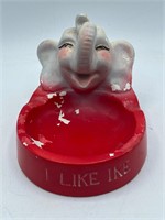 I Like Ike Chalkware Elephant Ashtray