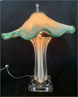 Lead Crystal & Glass Lamp-Green Top-WORKS