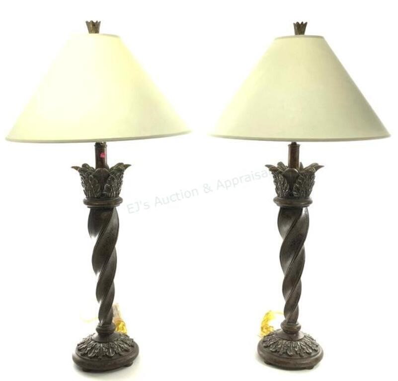 Pair Neoclassical Style Composite Table Lamps