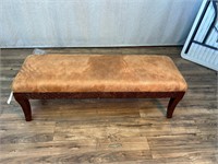 Rattan Brown Upholstered  Bench