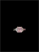 3.00ctw Emerald Cut Pink & White Sapphire Ring