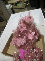 2' pink tinsel Christmas tree