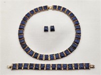 Taxco Mexico 950 Silver & Lapis Set