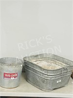 vintage Galvinized tub & pail