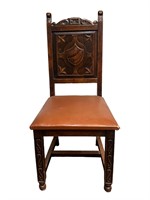 English Oak Side Chair with Carved Shield