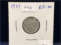 1951 Can Silver Ten Cent Piece  EF40