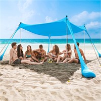 **READ DESC** COMMOUDS Beach Tent Canopy with 4 Al